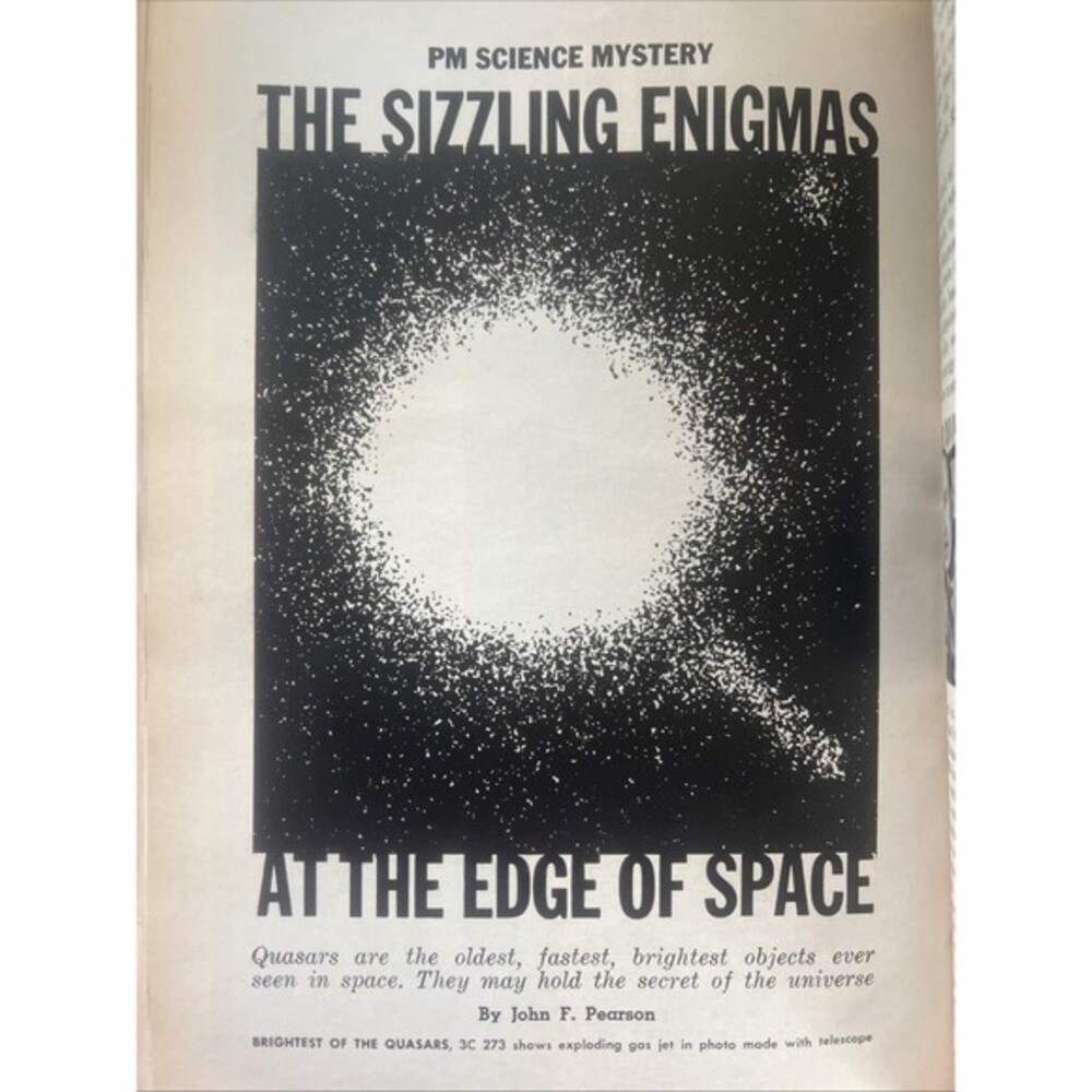 Sizzling Enigmas Space 1961 Advertisement Space Quasars Mid-Century Ephemera Art